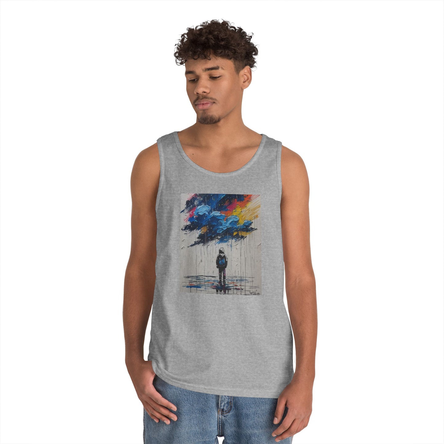 Artistic Unisex Heavy Cotton Tank Top - Inspirational Wall Art, Unique Graphic Tee, Summer Fashion, Gift for Art Lovers, Casual Wear