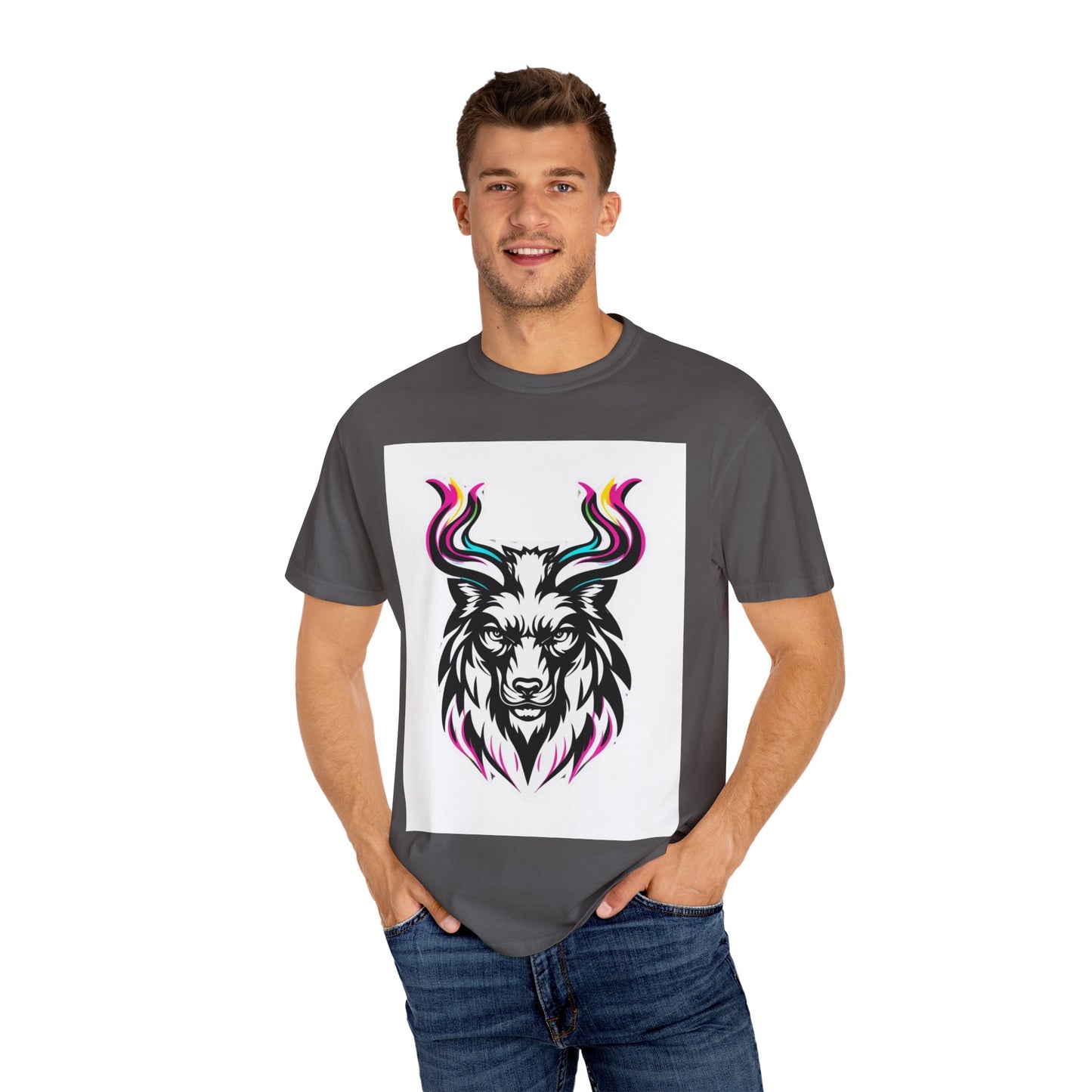 Colorful Graphic Tee with Animal Design, Unisex Garment-Dyed T-Shirt, Casual Wear, Gift for Animal Lovers, Summer Fashion