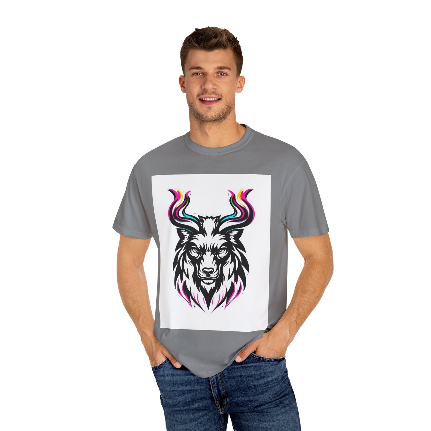 Colorful Graphic Tee with Animal Design, Unisex Garment-Dyed T-Shirt, Casual Wear, Gift for Animal Lovers, Summer Fashion