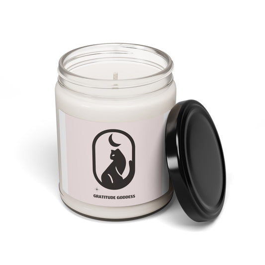 Black Cat Gratitude Goddess Soy Candle — 9oz Scented Jar Candle