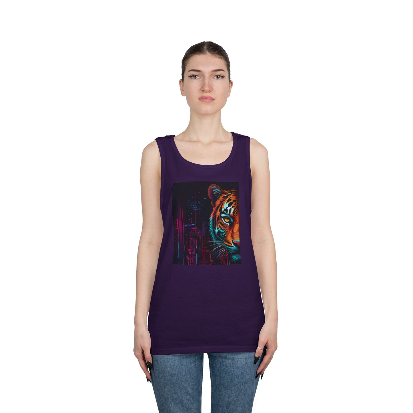 Fierce Tiger Graphic Tank Top - Unisex Summer Wear, Workout Top, Festival Outfit, Streetwear, Animal Lover Gift