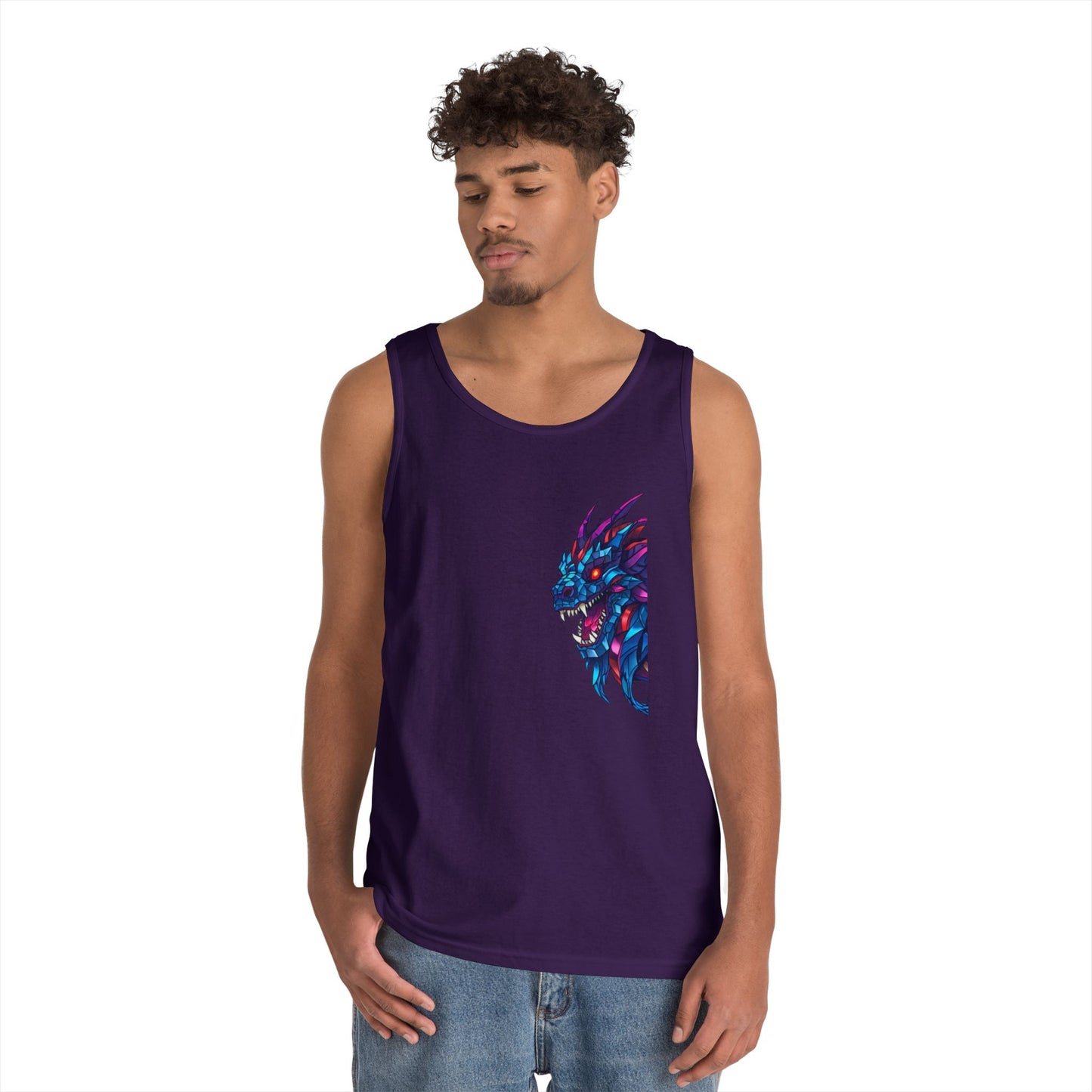 Fierce Lion Graphic Tank Top, Unisex Heavy Cotton Sleeveless Tee, Festival Wear, Summer Style, Gift for Animal Lovers