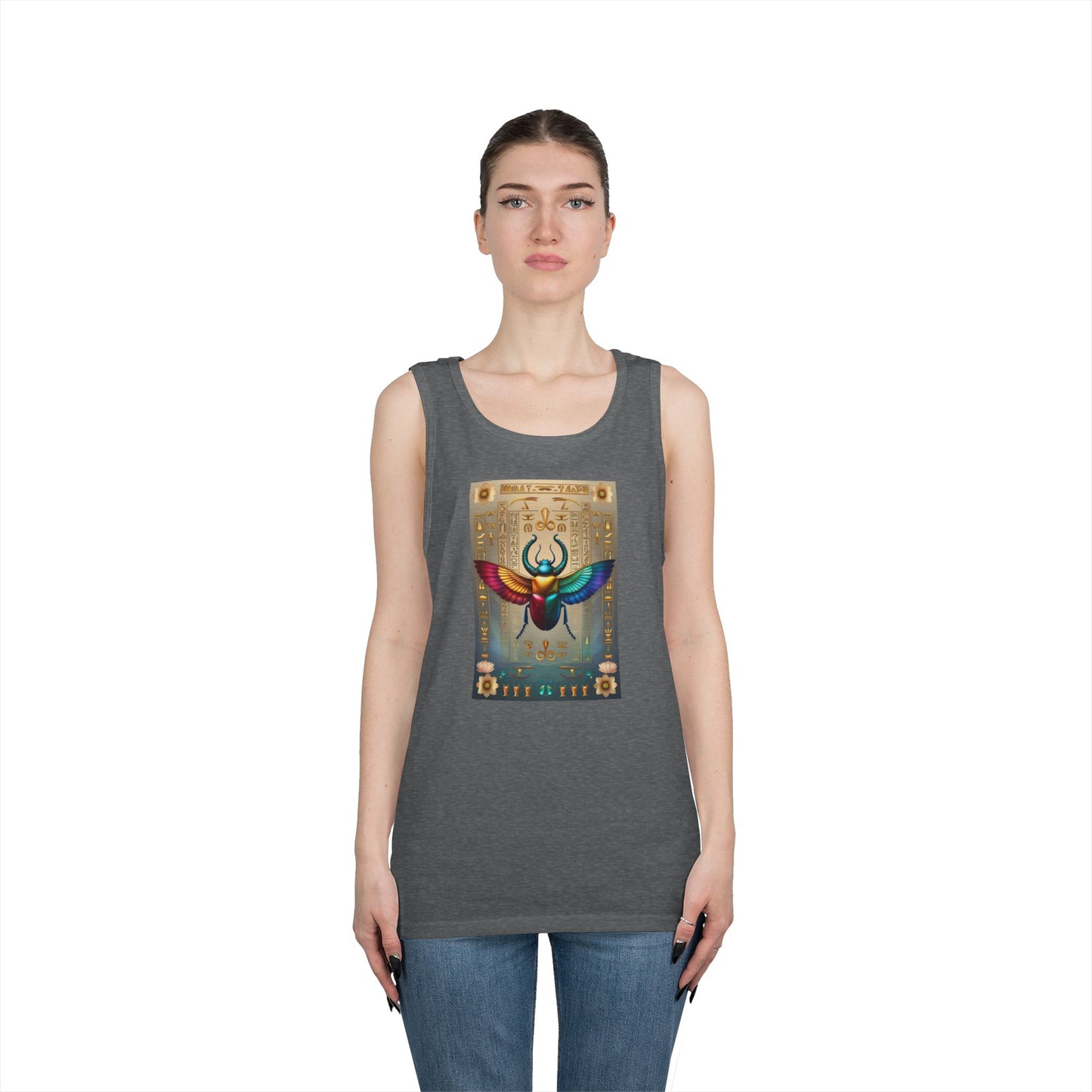Vibrant Scarab Tank Top for Creatives, Unisex Fashion, Graphic Tees, Summer Wardrobe Essential, Unique Gift Idea