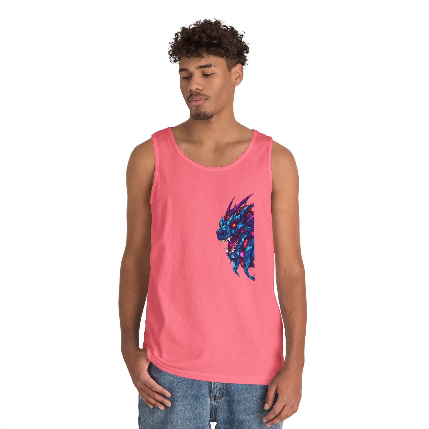 Fierce Lion Graphic Tank Top, Unisex Heavy Cotton Sleeveless Tee, Festival Wear, Summer Style, Gift for Animal Lovers