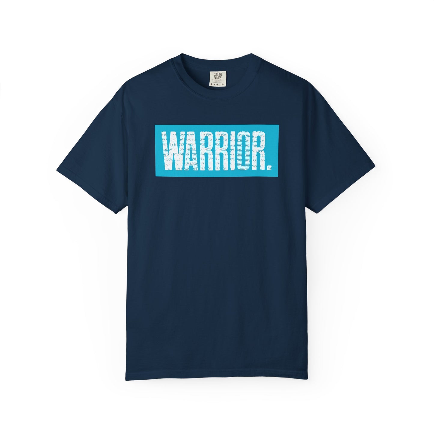 Warrior Graphic T-Shirt — Bold Blue Box Logo Tee