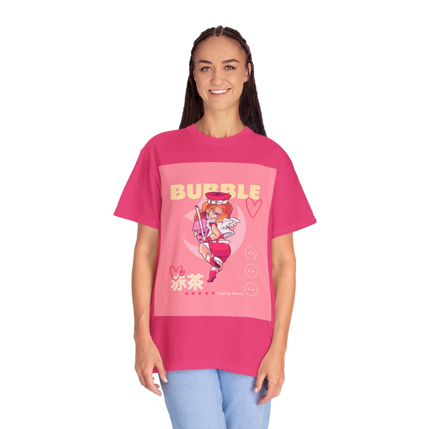 Bubble Tea Girl Anime T-Shirt — Kawaii Pink Graphic Tee