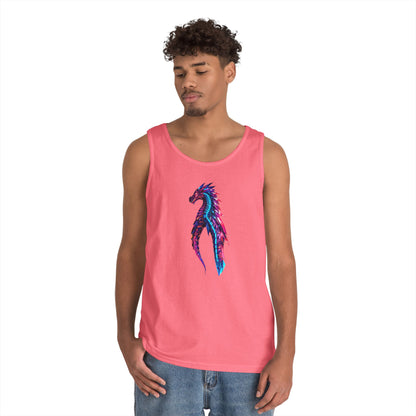 Dragon Art Unisex Heavy Cotton Tank Top, Casual Wear, Summer Fashion, Festival Outfit, Gift for Dragon Lovers