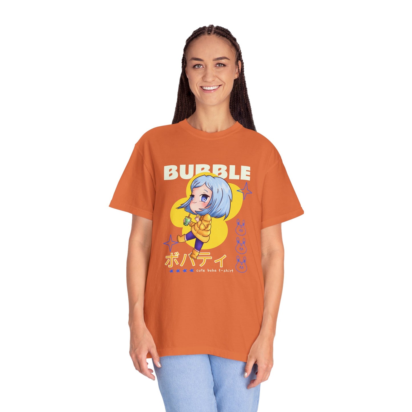 Boba Tea Anime Girl T‑Shirt — Cute Kawaii Graphic Tee with Japanese Text