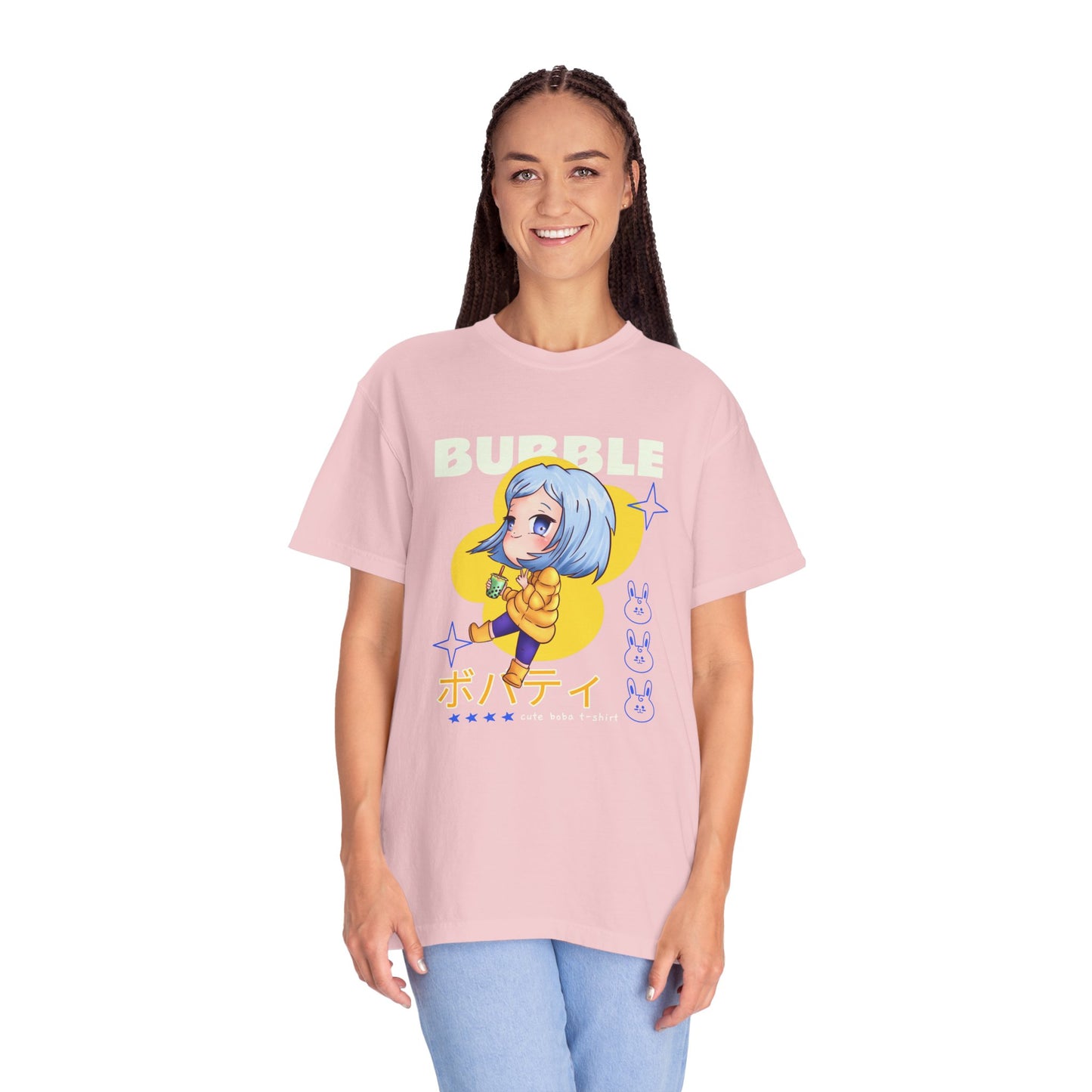 Boba Tea Anime Girl T‑Shirt — Cute Kawaii Graphic Tee with Japanese Text