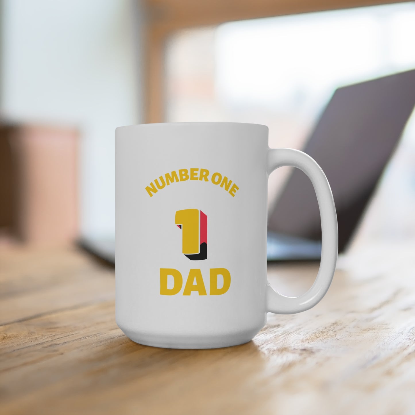 Number One Dad 15oz Coffee Mug — Retro Bold Dad Gift for Father’s Day