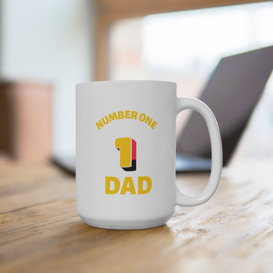 Number One Dad 15oz Coffee Mug — Retro Bold Dad Gift for Father’s Day