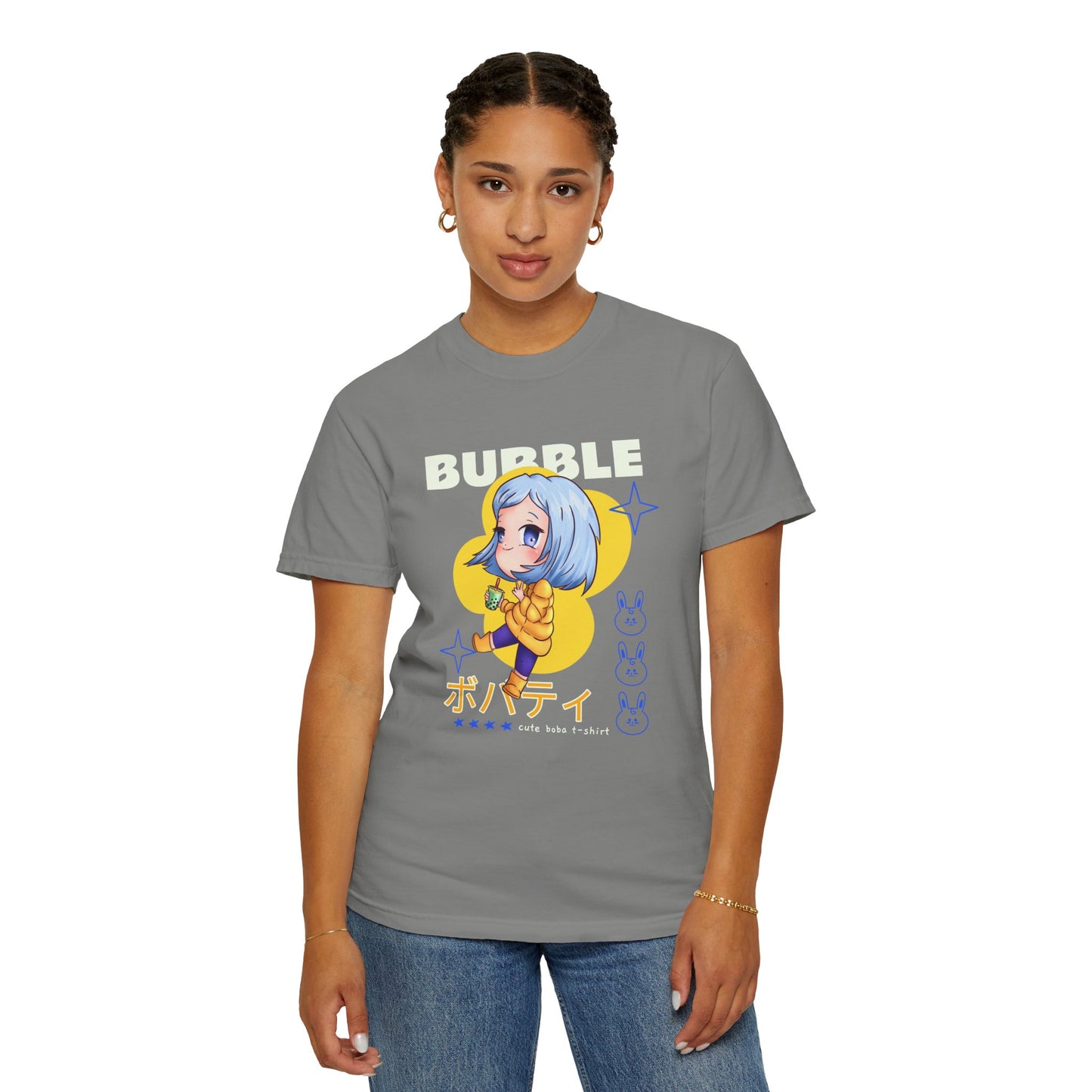 Boba Tea Anime Girl T‑Shirt — Cute Kawaii Graphic Tee with Japanese Text
