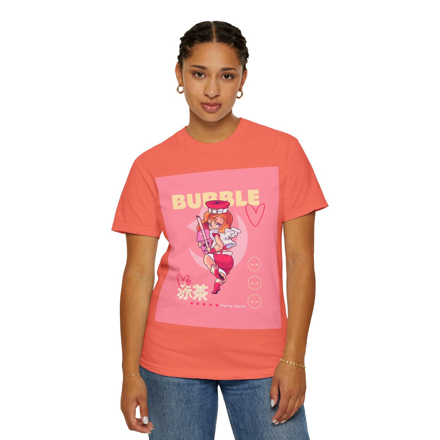Bubble Tea Girl Anime T-Shirt — Kawaii Pink Graphic Tee