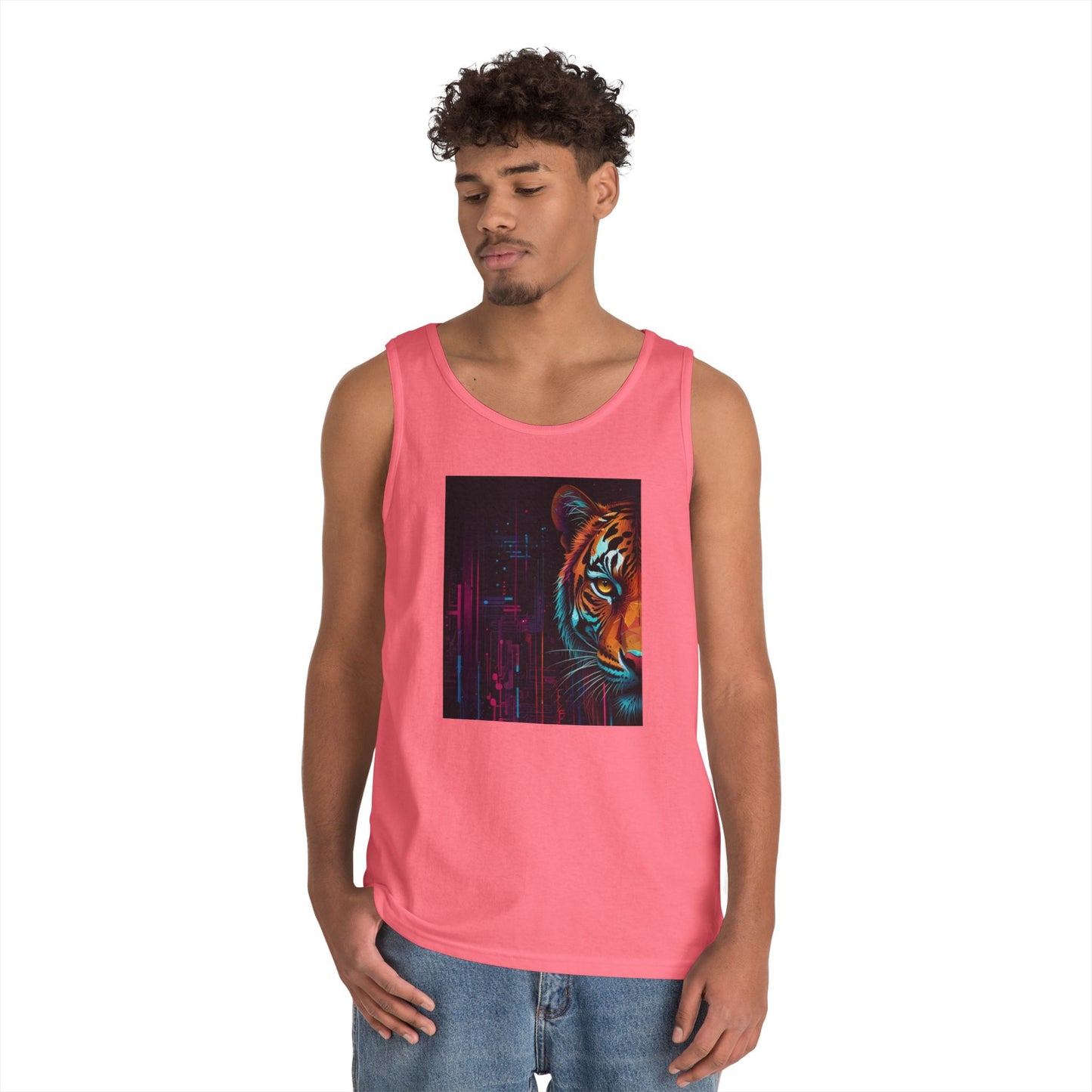 Fierce Tiger Graphic Tank Top - Unisex Summer Wear, Workout Top, Festival Outfit, Streetwear, Animal Lover Gift