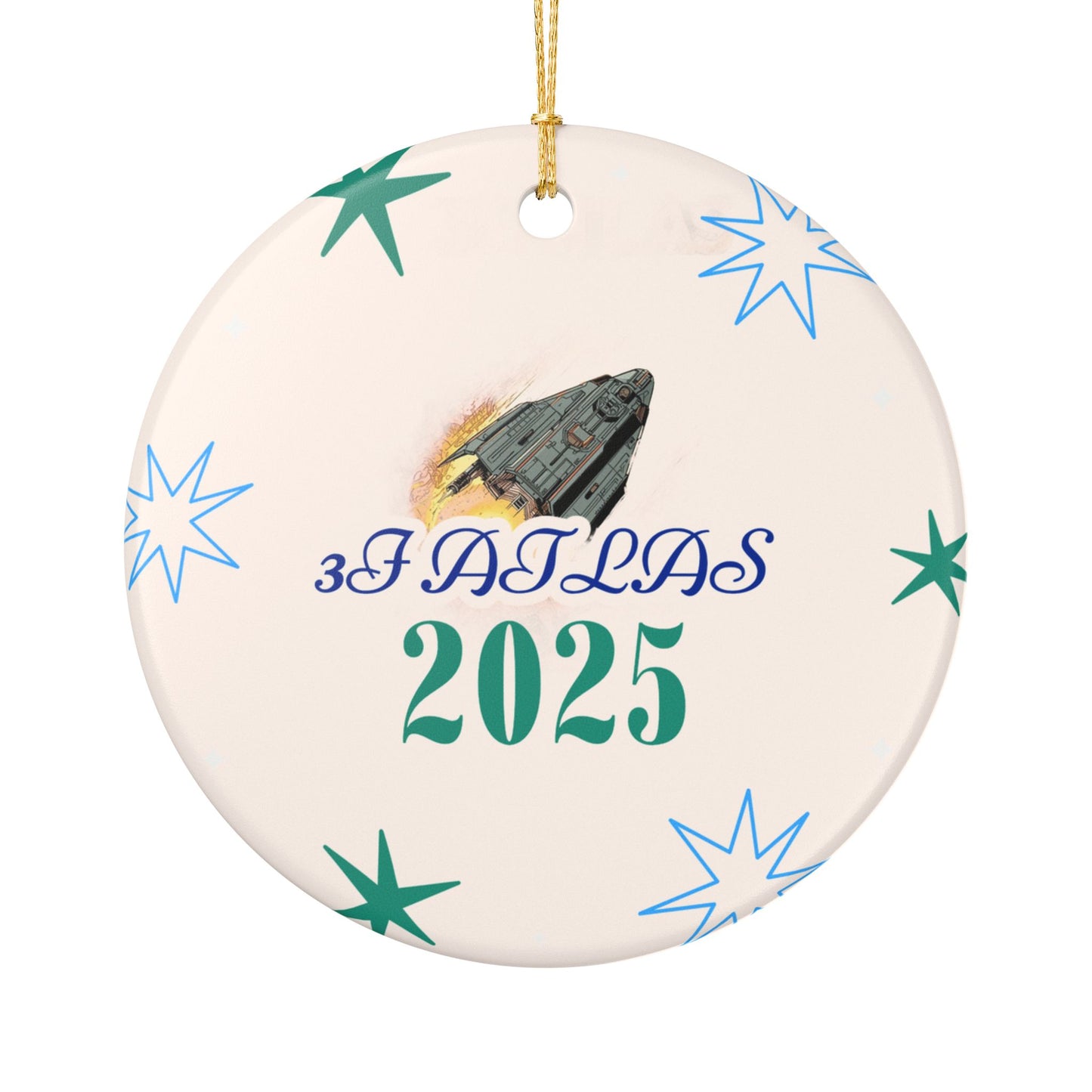 2025 Spaceship Ceramic Ornament — '3FATLAS' Holiday Tree Keepsake
