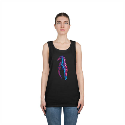 Dragon Art Unisex Heavy Cotton Tank Top, Casual Wear, Summer Fashion, Festival Outfit, Gift for Dragon Lovers