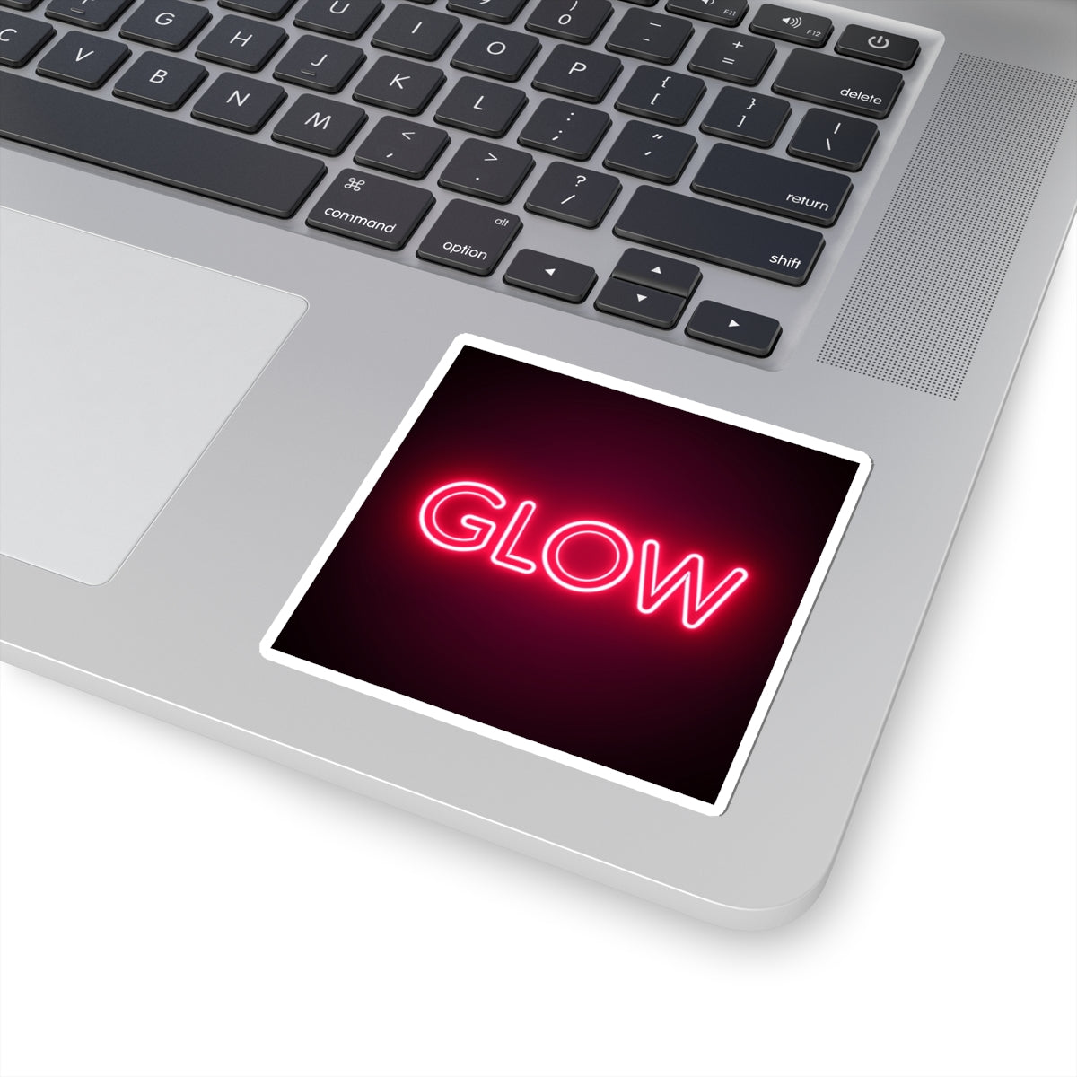 Glow Neon Sticker — Retro Pink Neon Kiss-Cut Decal for Laptops & Water Bottles