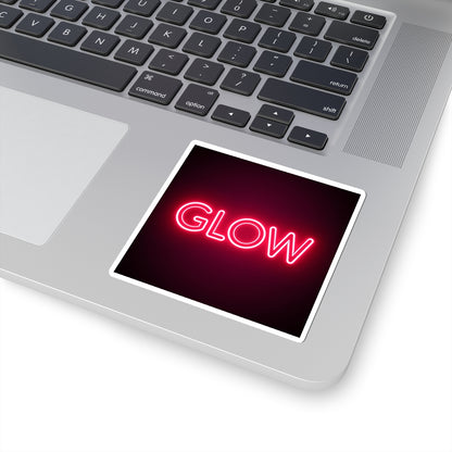 Glow Neon Sticker — Retro Pink Neon Kiss-Cut Decal for Laptops & Water Bottles