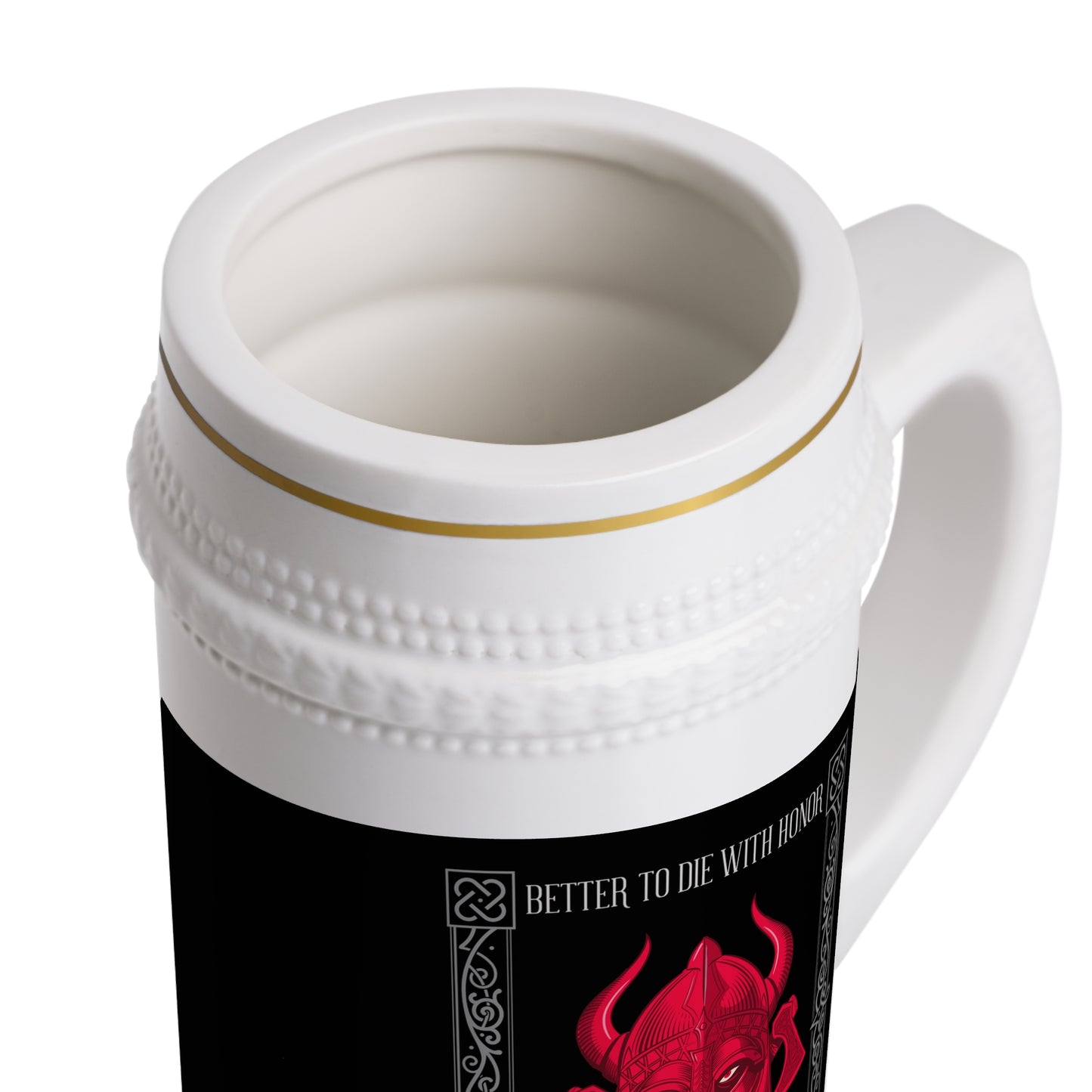 Red Viking Wolf Beer Stein Mug — Norse Myth Skull Drinking Stein for Oktoberfest & Gifts