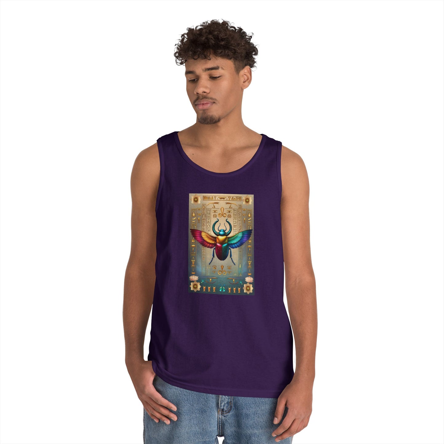 Vibrant Scarab Tank Top for Creatives, Unisex Fashion, Graphic Tees, Summer Wardrobe Essential, Unique Gift Idea
