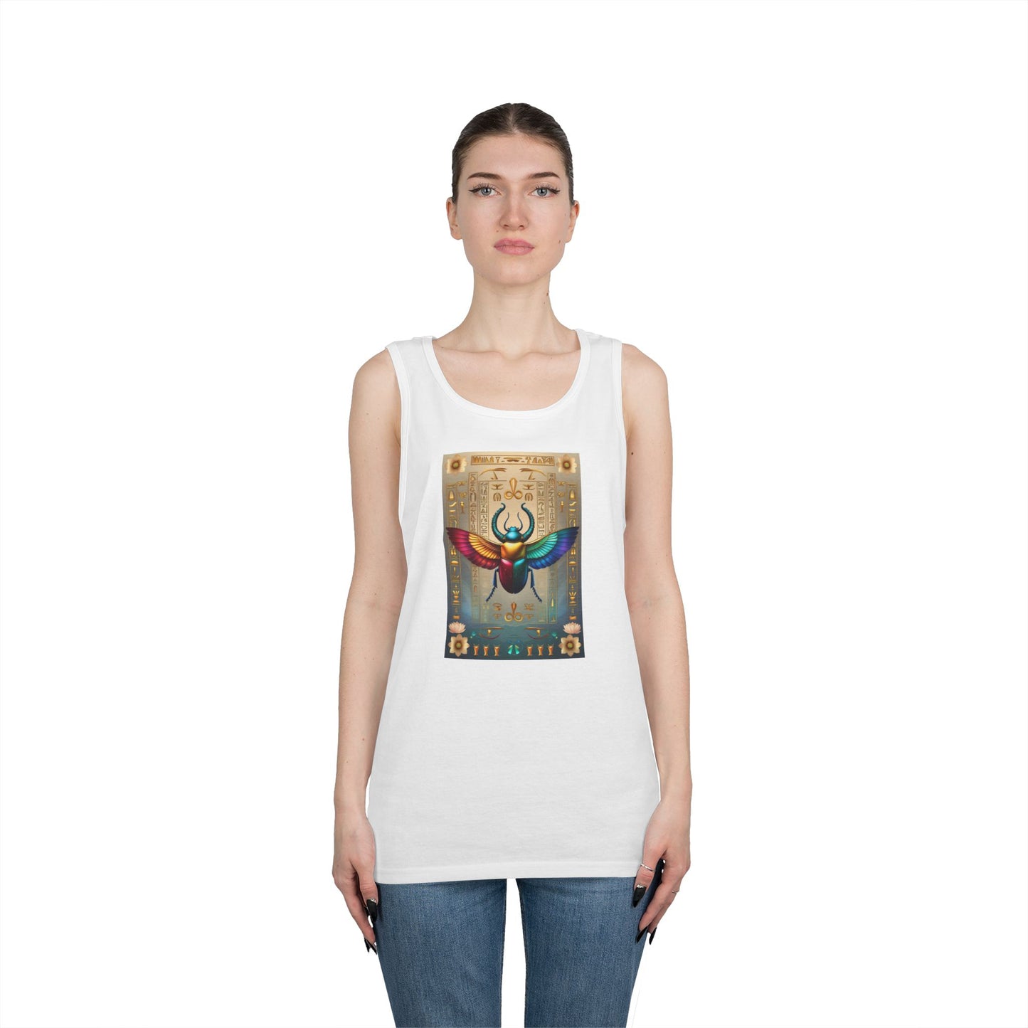 Vibrant Scarab Tank Top for Creatives, Unisex Fashion, Graphic Tees, Summer Wardrobe Essential, Unique Gift Idea