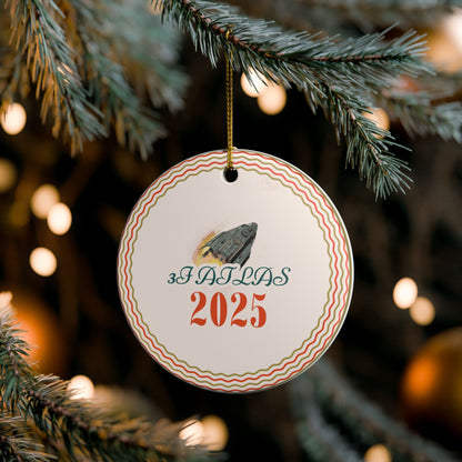 2025 Zodiac Atlas Ceramic Ornament — Retro Rocket Holiday Decoration