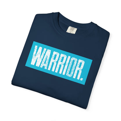 Warrior Graphic T-Shirt — Bold Blue Box Logo Tee