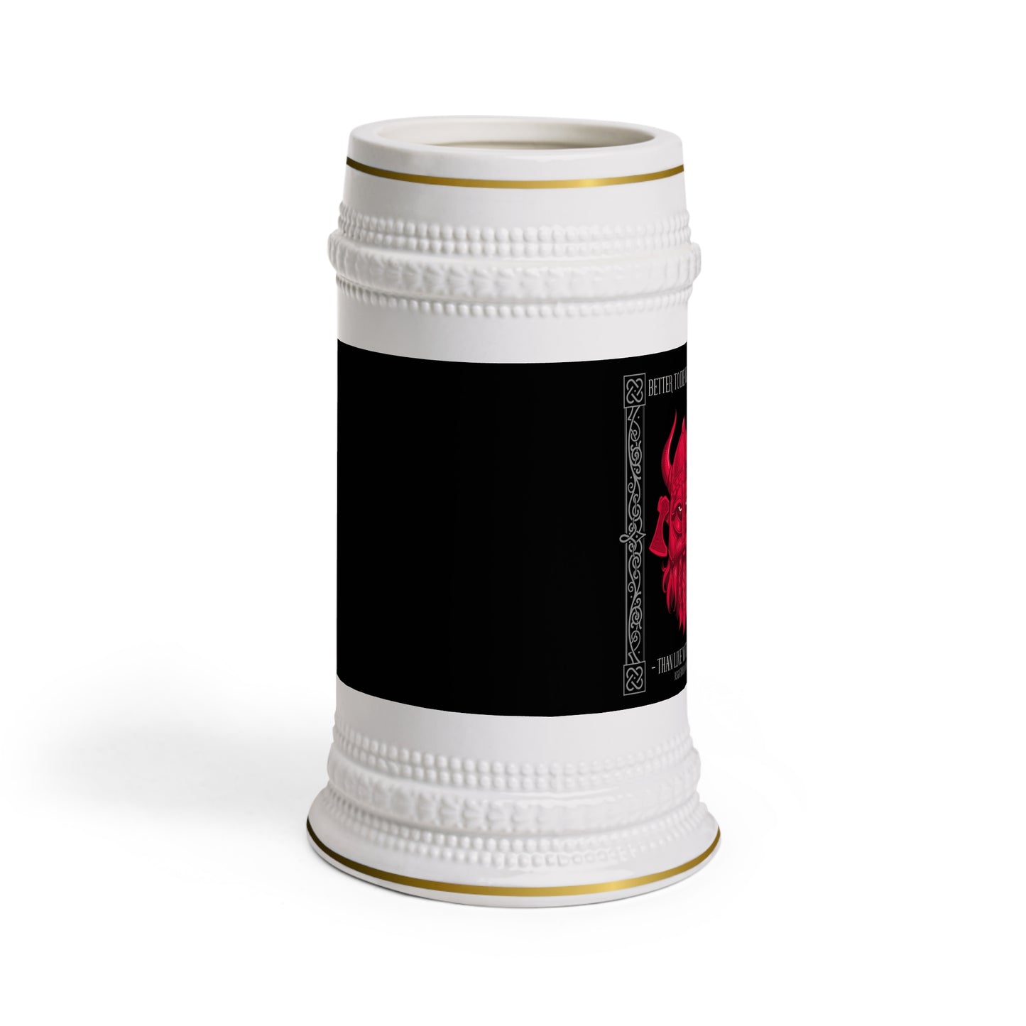 Red Viking Wolf Beer Stein Mug — Norse Myth Skull Drinking Stein for Oktoberfest & Gifts