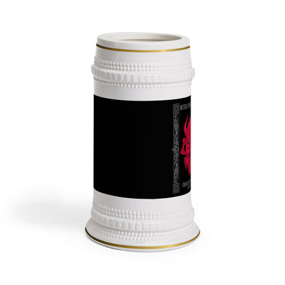 Red Viking Wolf Beer Stein Mug — Norse Myth Skull Drinking Stein for Oktoberfest & Gifts