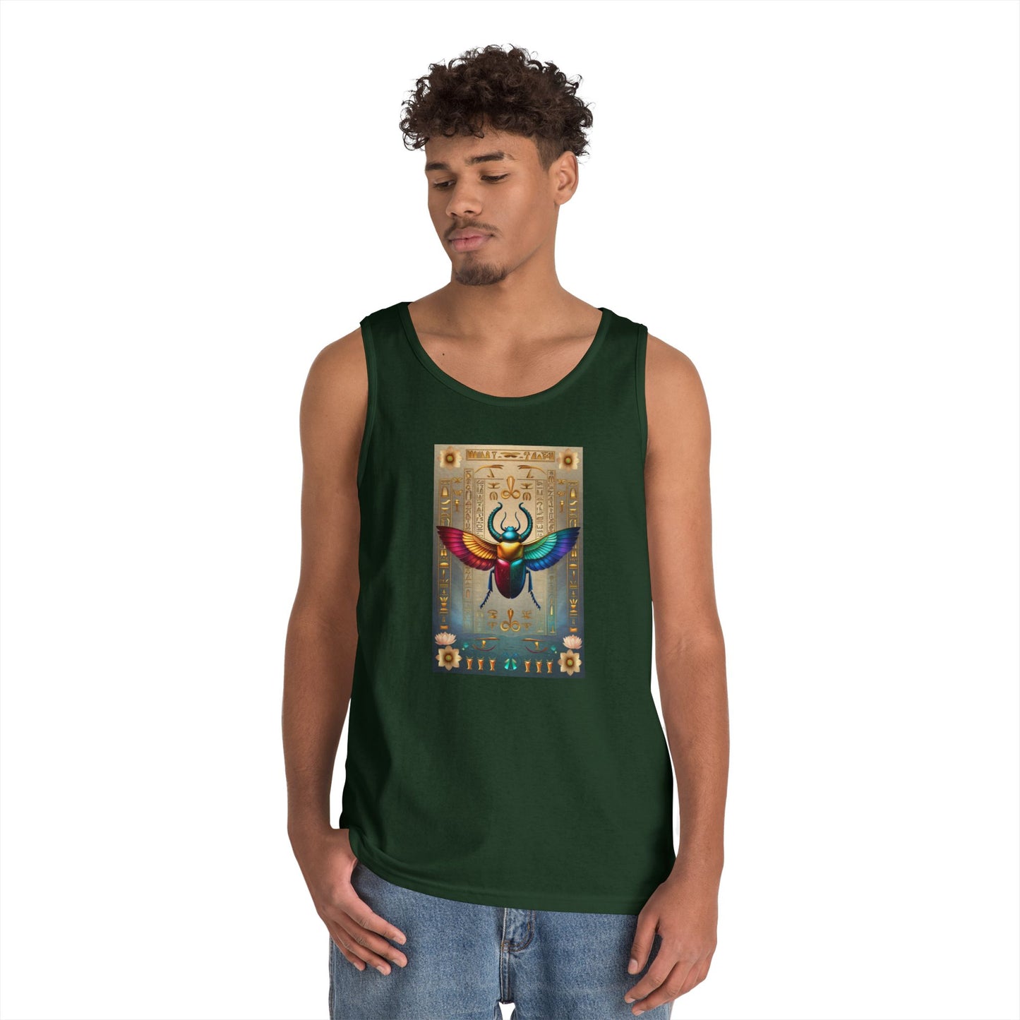 Vibrant Scarab Tank Top for Creatives, Unisex Fashion, Graphic Tees, Summer Wardrobe Essential, Unique Gift Idea
