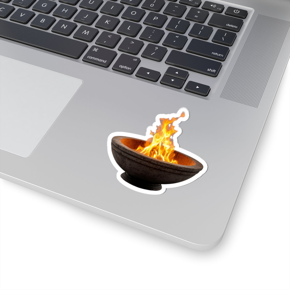 Fire Bowl Sticker — Outdoor Campfire Flame Kiss-Cut Decal for Laptops & Gear