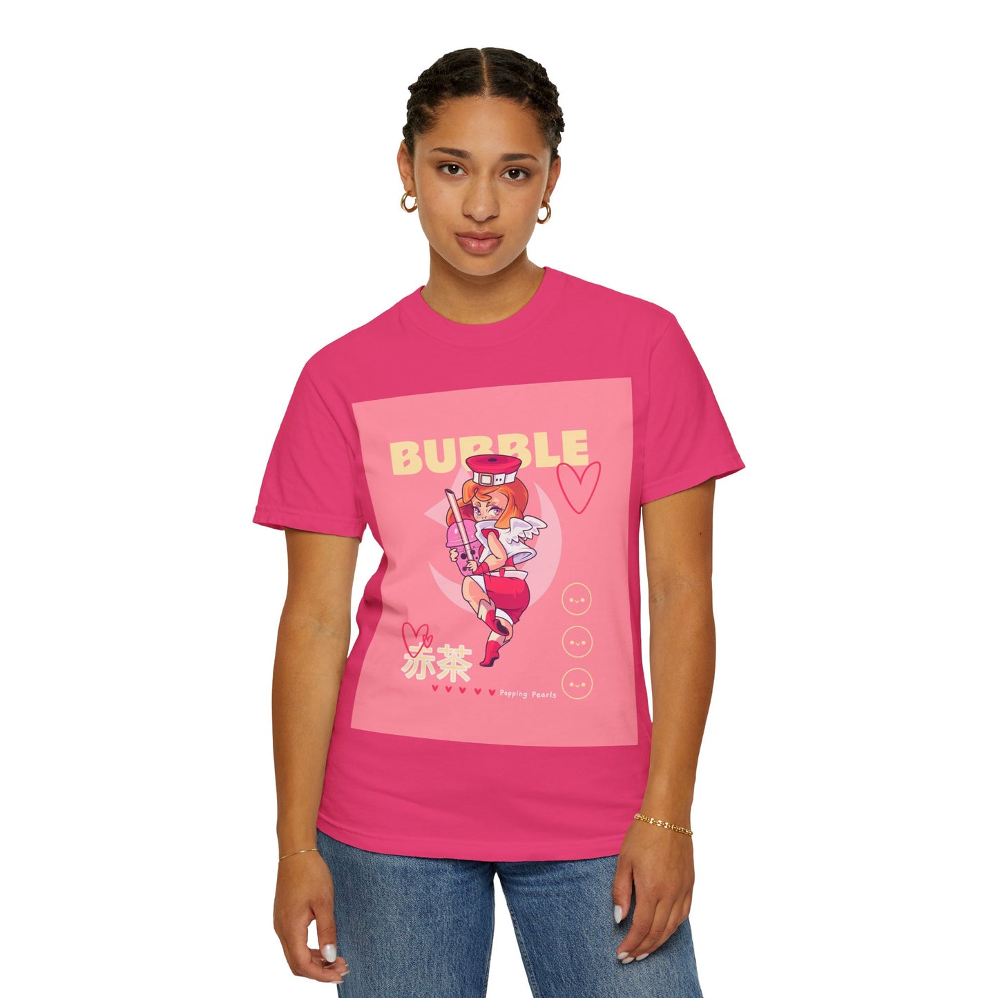 Bubble Tea Girl Anime T-Shirt — Kawaii Pink Graphic Tee