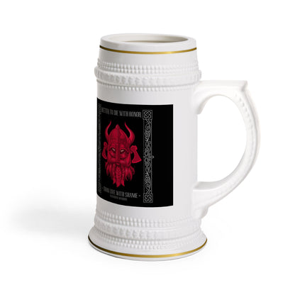 Red Viking Wolf Beer Stein Mug — Norse Myth Skull Drinking Stein for Oktoberfest & Gifts