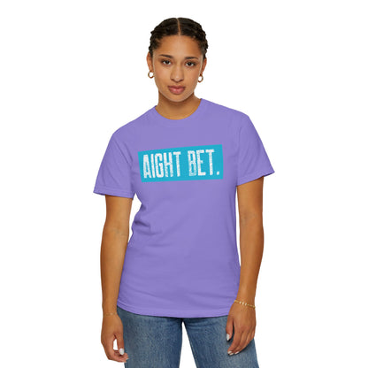 Aight Bet T-Shirt — Casual Graphic Tee with Bold Blue Block Text