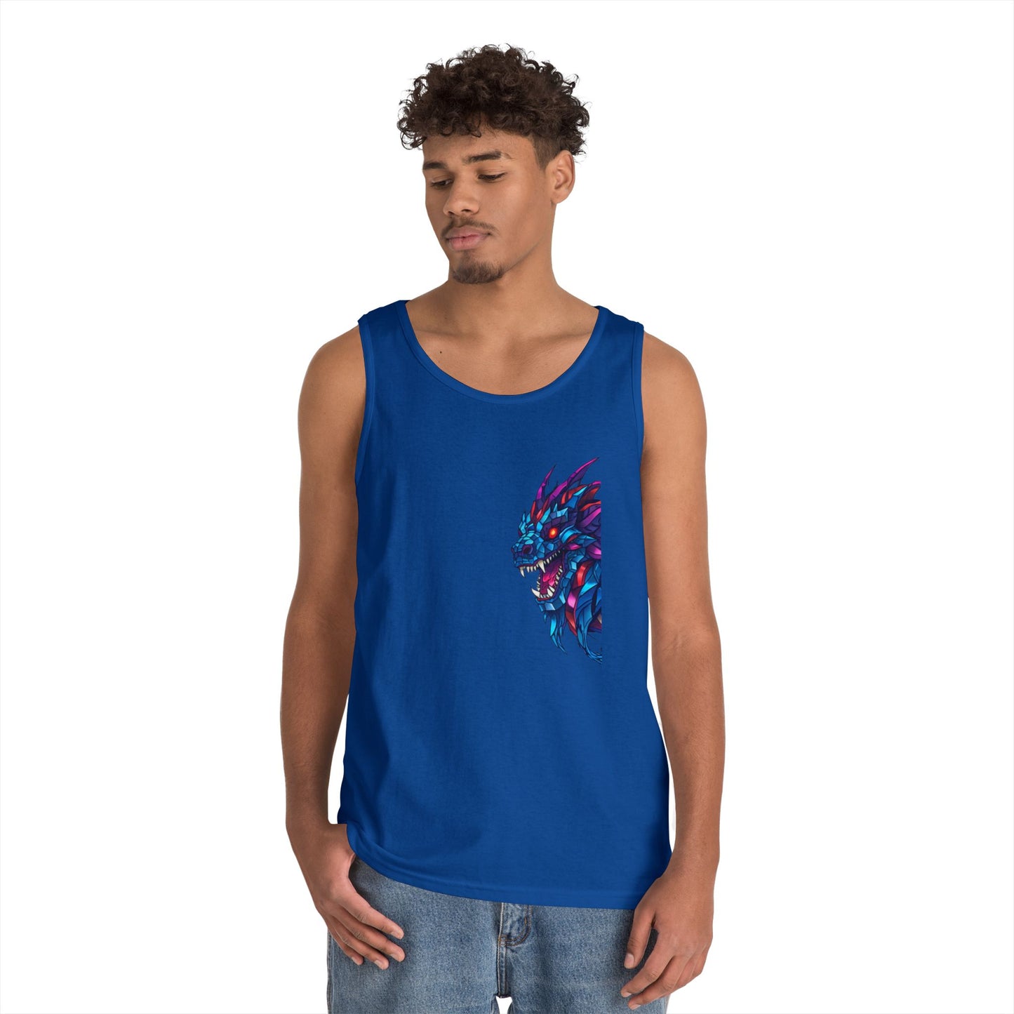 Fierce Lion Graphic Tank Top, Unisex Heavy Cotton Sleeveless Tee, Festival Wear, Summer Style, Gift for Animal Lovers