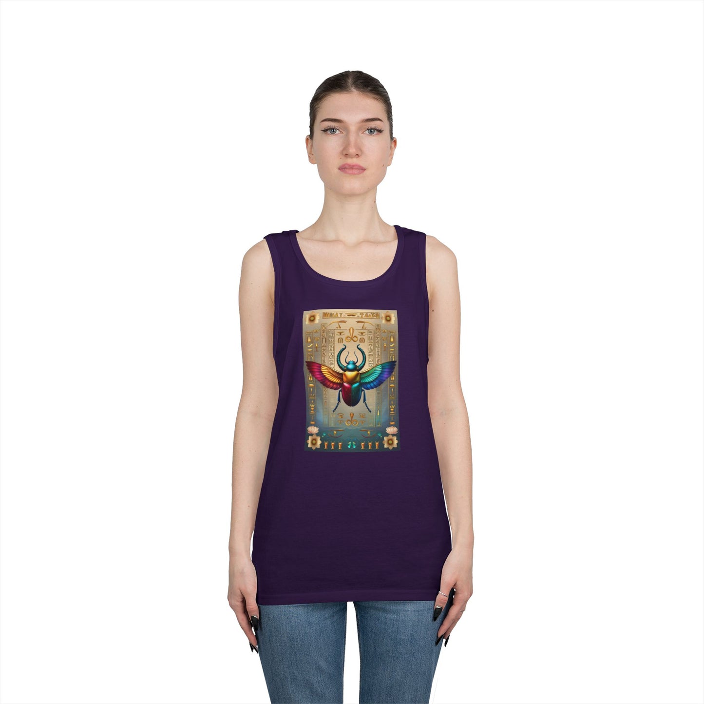 Vibrant Scarab Tank Top for Creatives, Unisex Fashion, Graphic Tees, Summer Wardrobe Essential, Unique Gift Idea