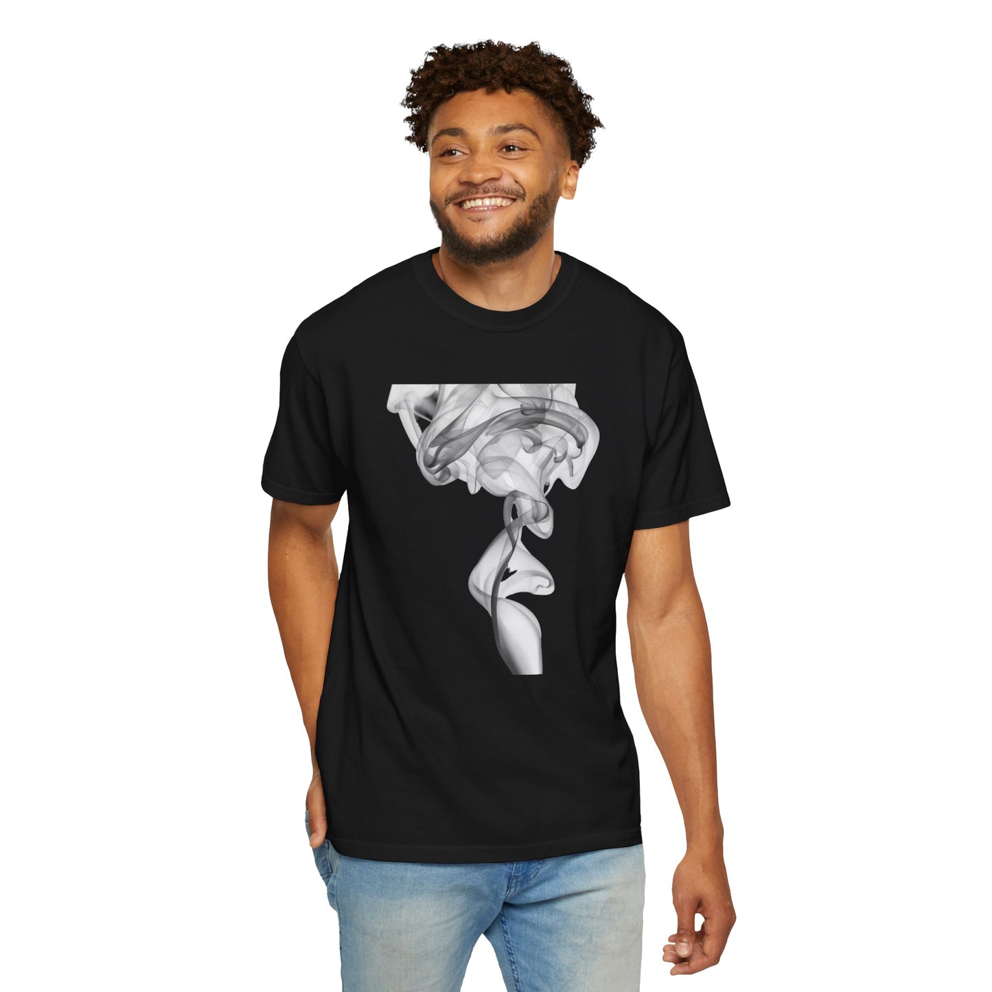 Smoke Art T-Shirt — Minimal Monochrome Smoke Print Tee
