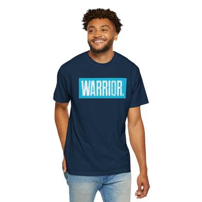 Warrior Graphic T-Shirt — Bold Blue Box Logo Tee