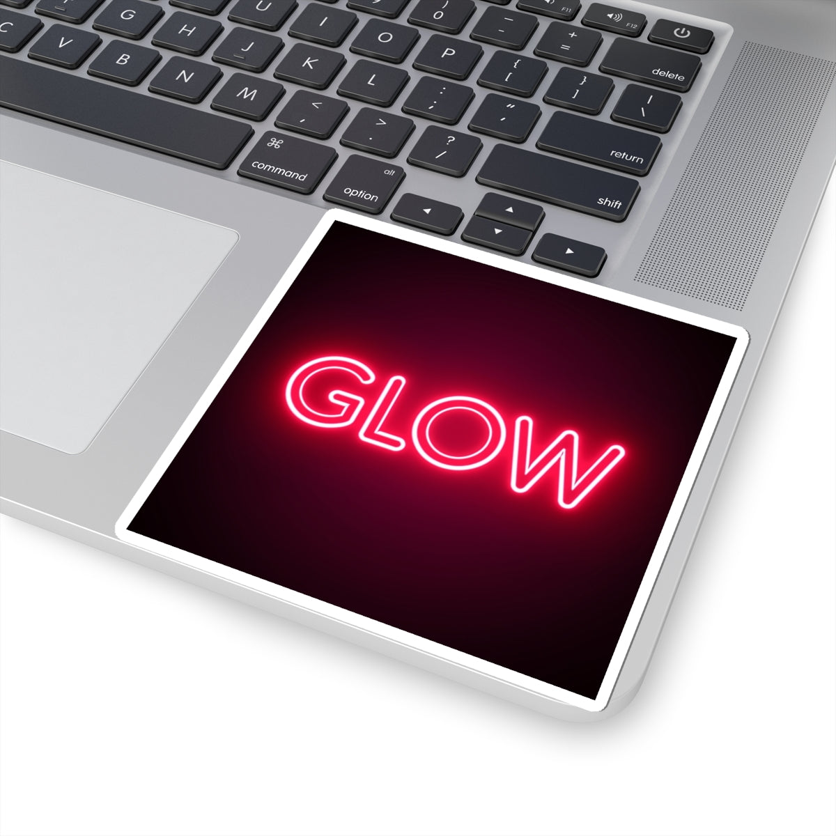 Glow Neon Sticker — Retro Pink Neon Kiss-Cut Decal for Laptops & Water Bottles