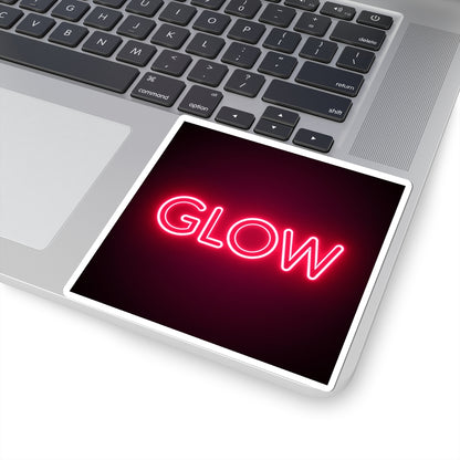 Glow Neon Sticker — Retro Pink Neon Kiss-Cut Decal for Laptops & Water Bottles