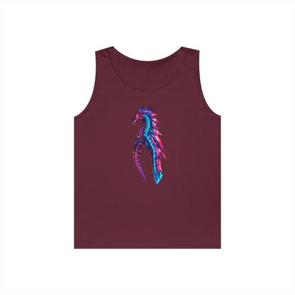Dragon Art Unisex Heavy Cotton Tank Top, Casual Wear, Summer Fashion, Festival Outfit, Gift for Dragon Lovers