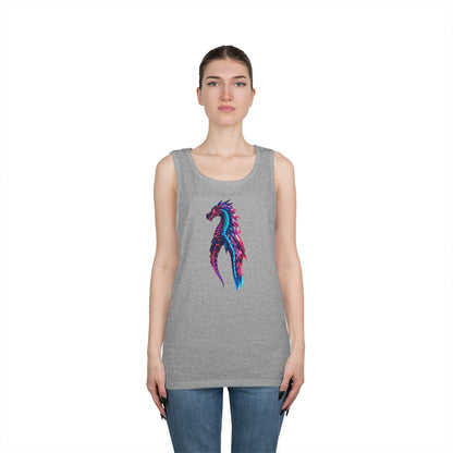 Dragon Art Unisex Heavy Cotton Tank Top, Casual Wear, Summer Fashion, Festival Outfit, Gift for Dragon Lovers