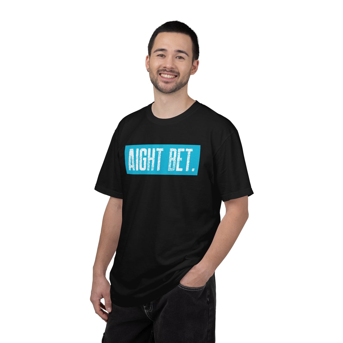 Aight Bet T-Shirt — Casual Graphic Tee with Bold Blue Block Text