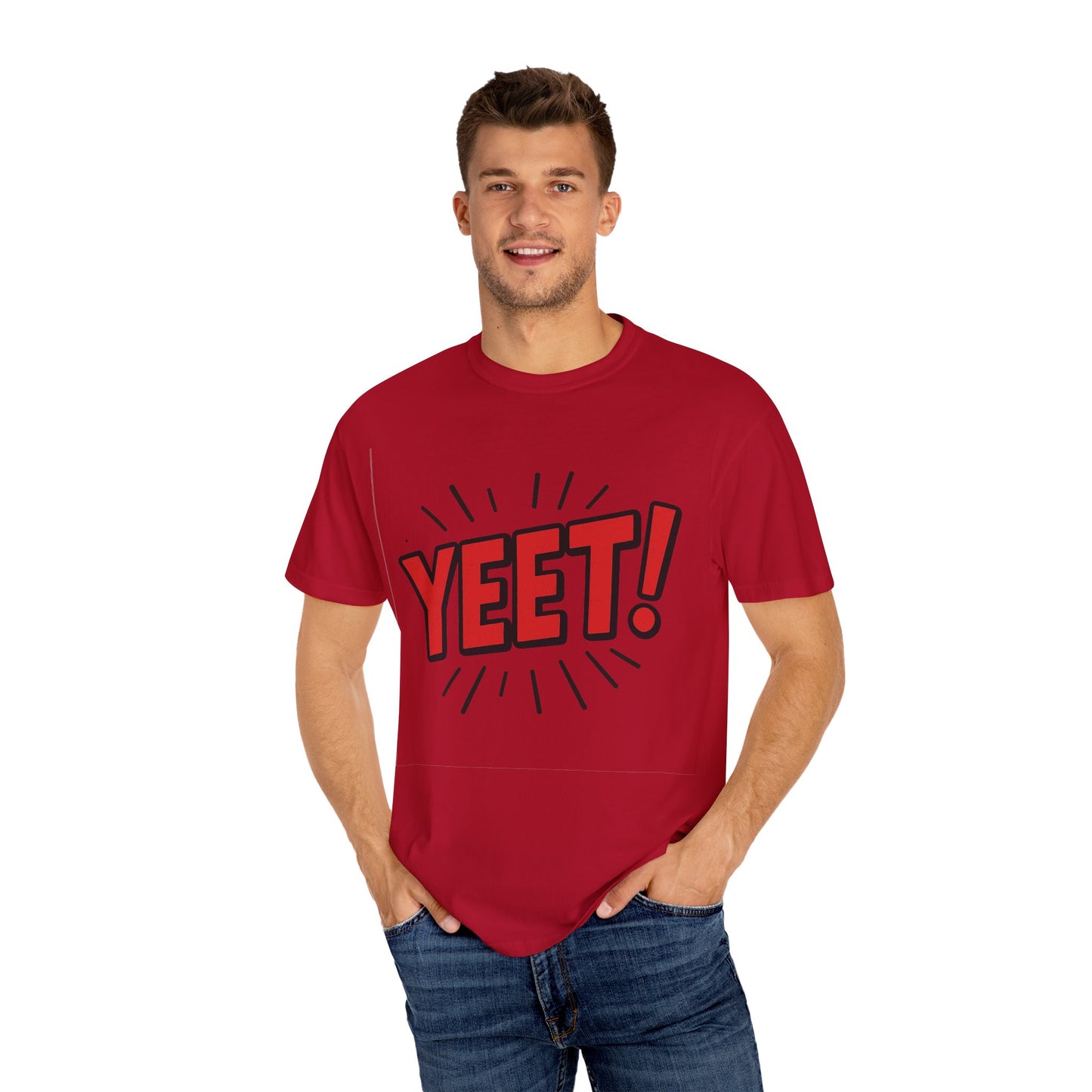 Funny 'YEET!' Unisex Garment-Dyed T-Shirt, Casual Tee, Gift for Teens, Trendy Wear, Humorous Shirt, Unique Fashion