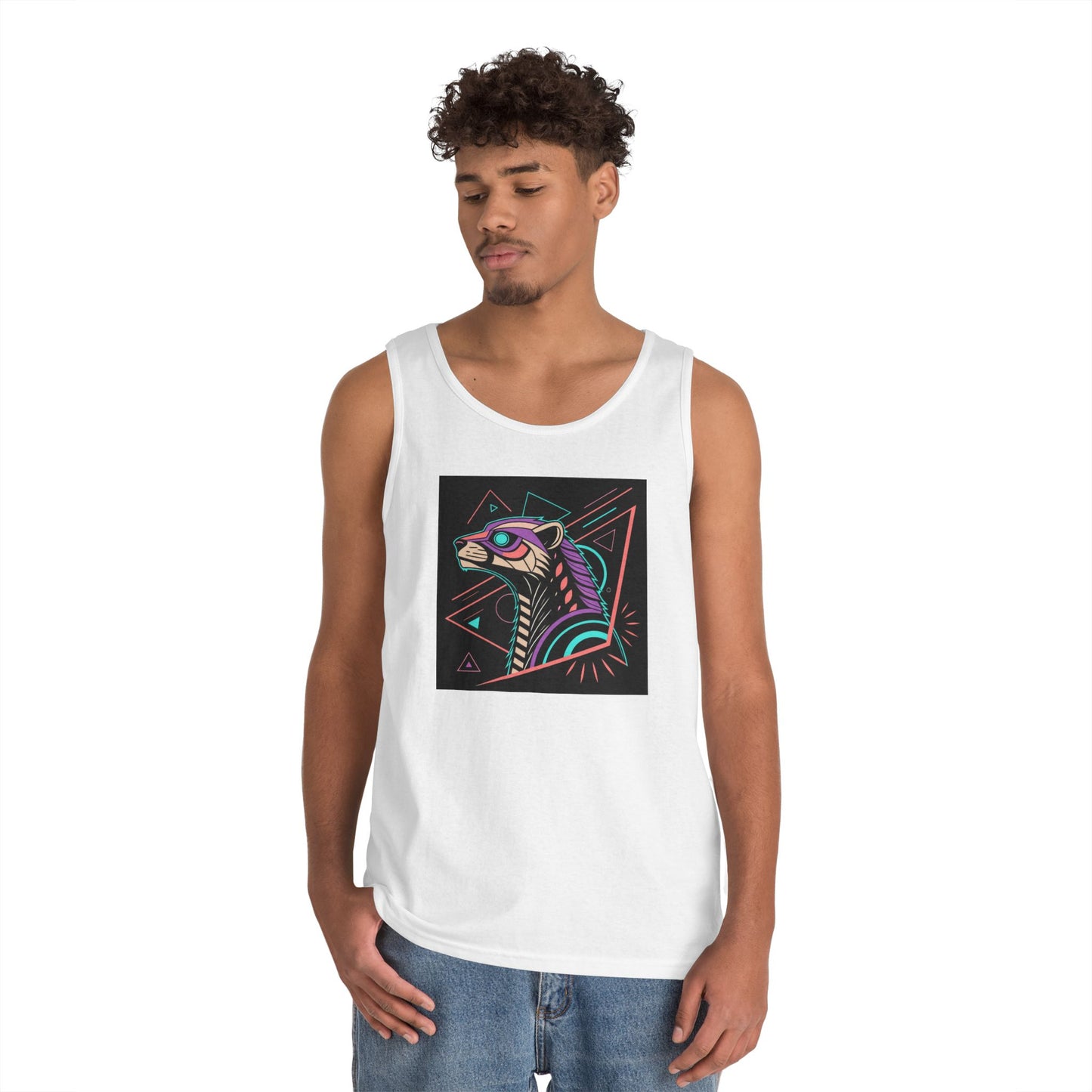 Vibrant Graphic Tank Top, Unisex Heavy Cotton Sleeveless Shirt, Festival Wear, Casual Summer Style, Unique Gift Idea