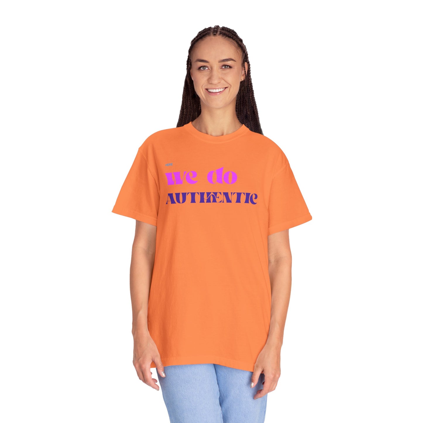 We Do Authentic T-Shirt — Retro Pink & Purple Graphic Tee