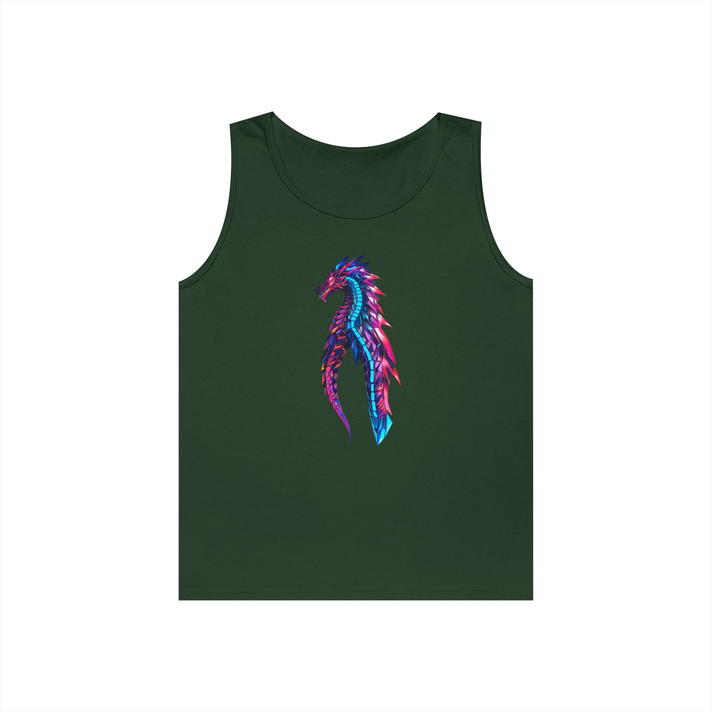 Dragon Art Unisex Heavy Cotton Tank Top, Casual Wear, Summer Fashion, Festival Outfit, Gift for Dragon Lovers