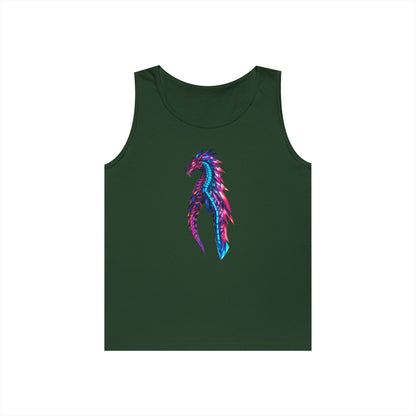 Dragon Art Unisex Heavy Cotton Tank Top, Casual Wear, Summer Fashion, Festival Outfit, Gift for Dragon Lovers