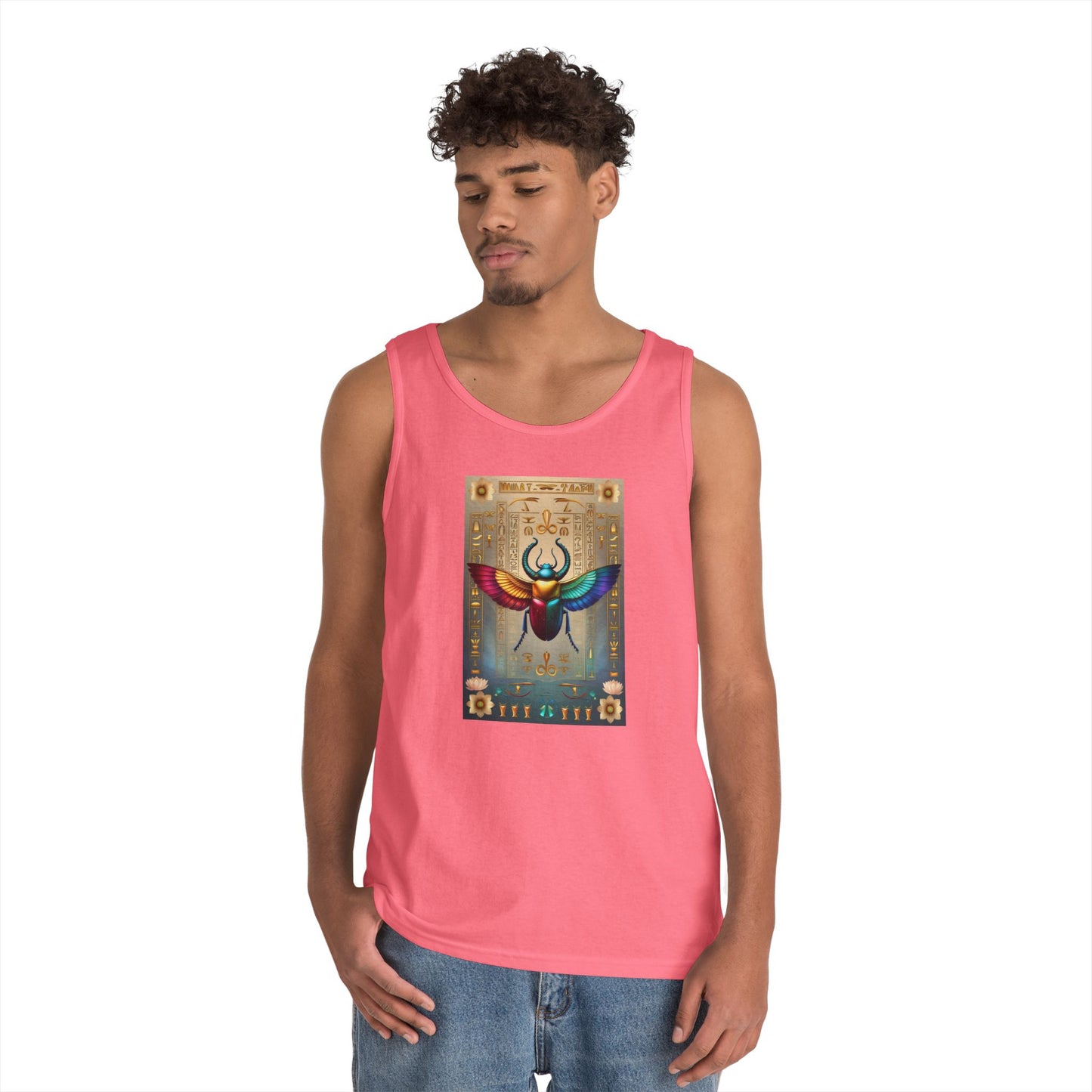 Vibrant Scarab Tank Top for Creatives, Unisex Fashion, Graphic Tees, Summer Wardrobe Essential, Unique Gift Idea