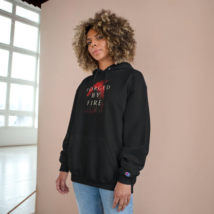 Fordged By Fire Champion Hoodie — Black Motivational Streetwear
